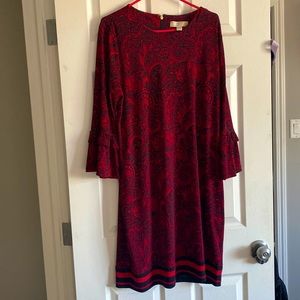 Beautiful Michael Kors dress in a deep red and black pattern.